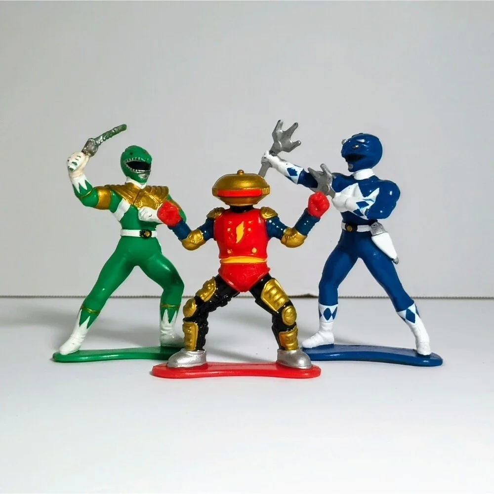 Vtg Lot 3 Mighty Morphin Power Rangers  Bandai  Figu Green Blue Alpha Five  1993